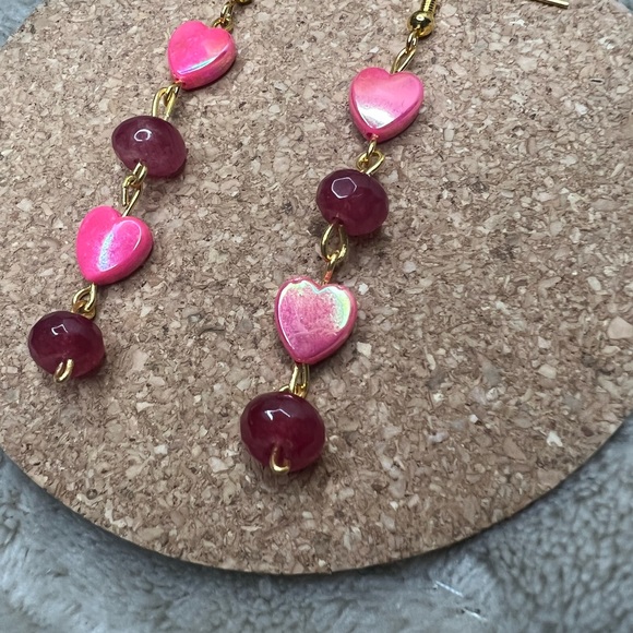Pink Heart Valentine’s Day Earrings - Picture 3 of 3